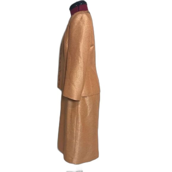 Kasper Skirt Suit Women's Size 6 Peach Metallic 2-Piece Set Skirt & Blazer - Picture 5 of 11